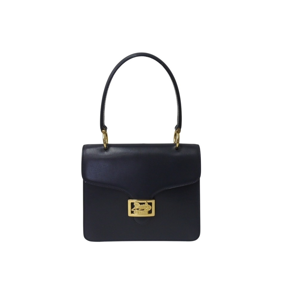 CELINE Sulky Handbag Tote Bag Black Leather Carriage Hardware